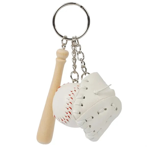 3-In-1 Baseball Keychain with Gloves, Bat, and Ball