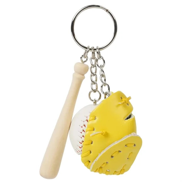 3-In-1 Baseball Keychain with Gloves, Bat, and Ball