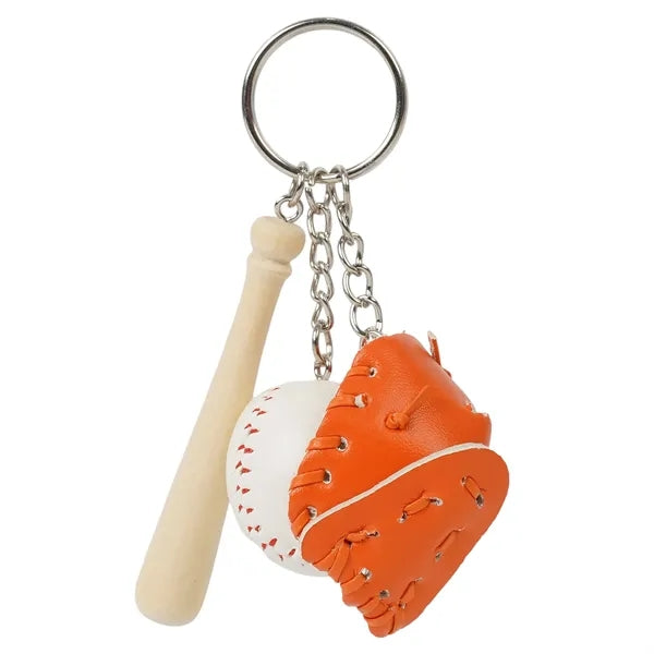 3-In-1 Baseball Keychain with Gloves, Bat, and Ball