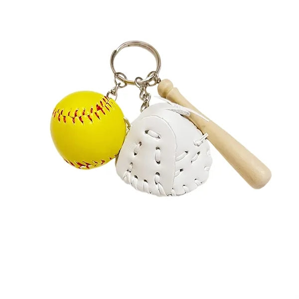 3-In-1 Baseball Keychain with Gloves, Bat, and Ball