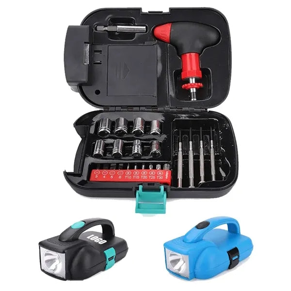 Portable Electric Screwdriver Tool Kit With Flashlight