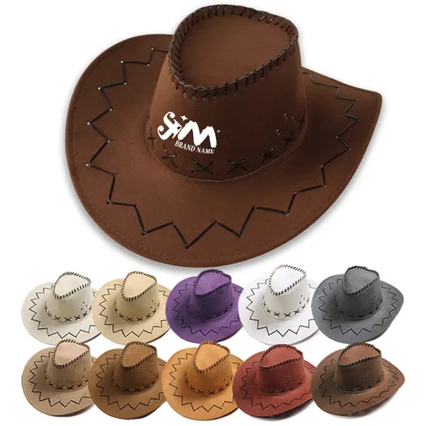 Unisex Faux Felt Cowboy Hat With Cords