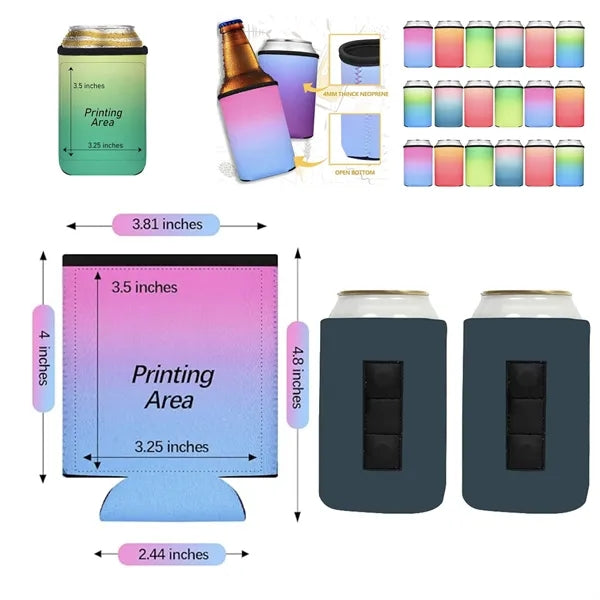 12 oz Magnetic Custom Collapsible Neoprene Beer Can Cooler