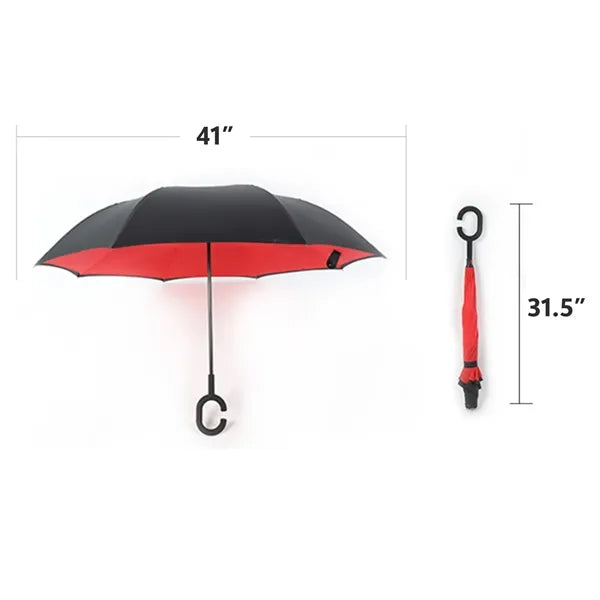 Inverted Reverse Upside Down Umbrellas with C-Shaped Handle