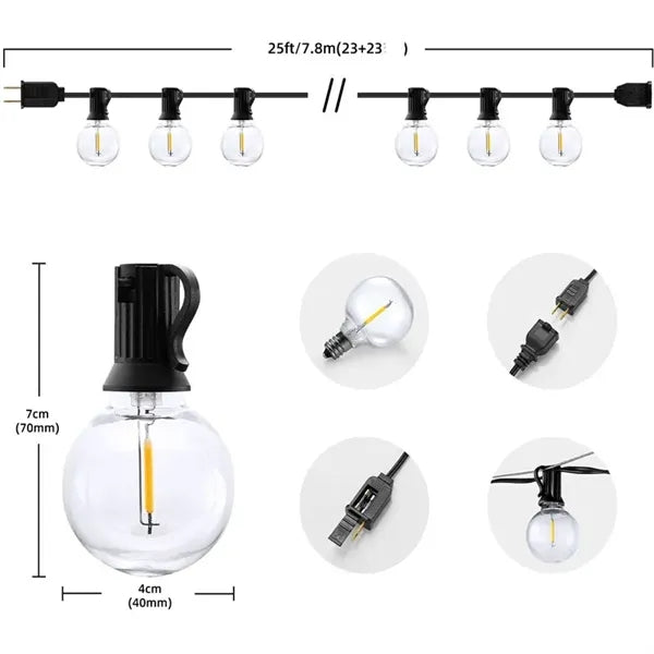 Outdoor LED Patio String Lights