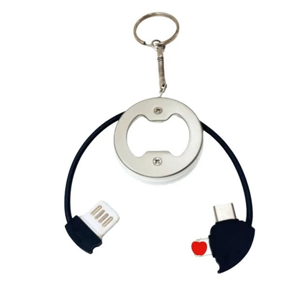 3-in-1 Keychain, Bottle Opener, Cable, Charger