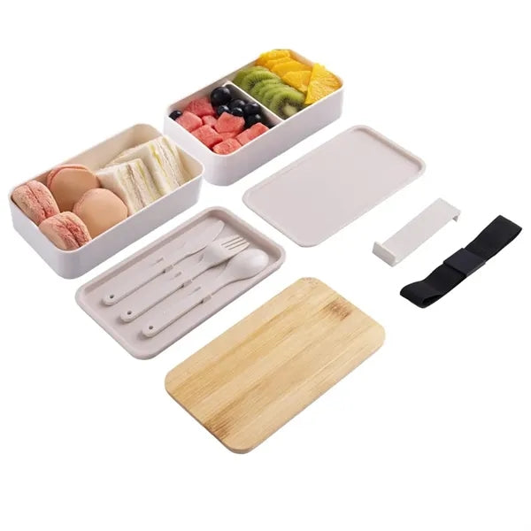 Stackable Bento Box with Lunch Bag and Utensil Set