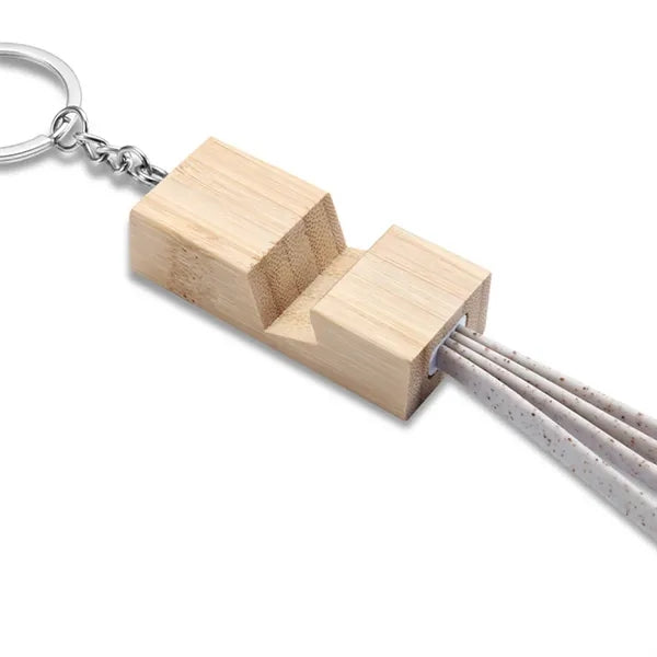 Charging Cables With Bamboo Phone Holder