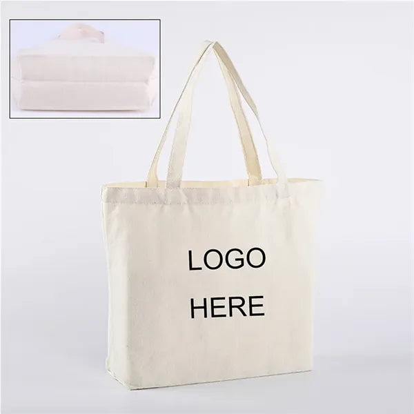 Zippered 12oz Cotton Canvas Grocery Tote Bag