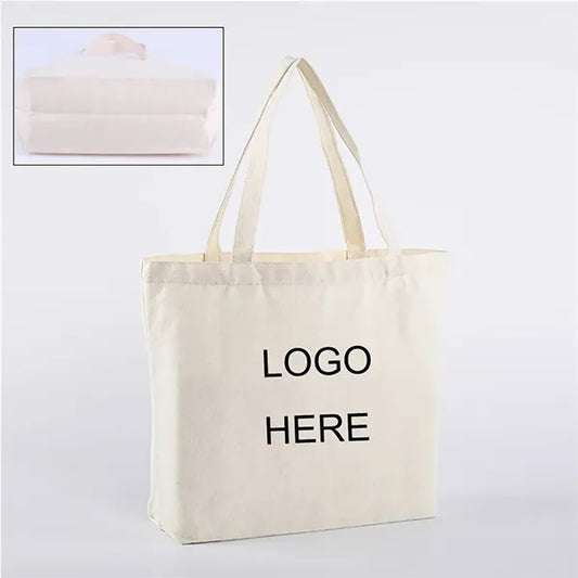 Zippered 12oz Cotton Canvas Grocery Tote Bag