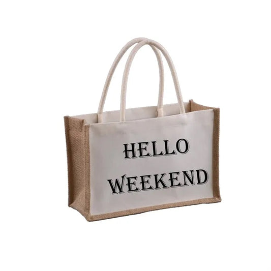 Jute Canvas Tote Bag with Cotton Rope