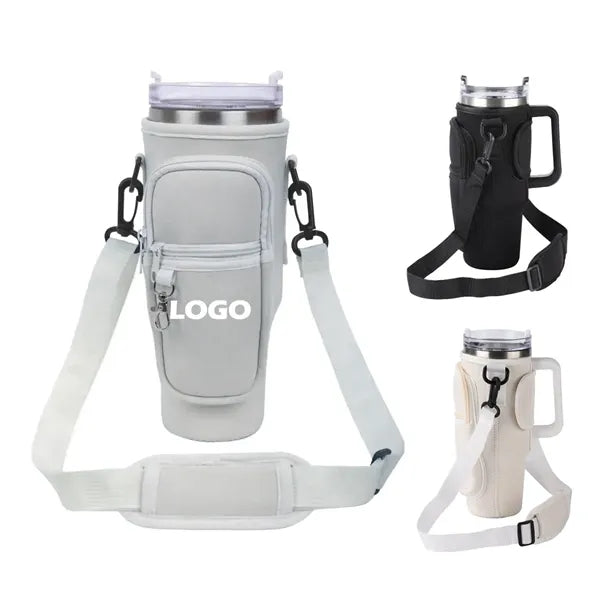 Adjustable Strap 40 Oz. Water Bottle Sleeve with Zip Pocket