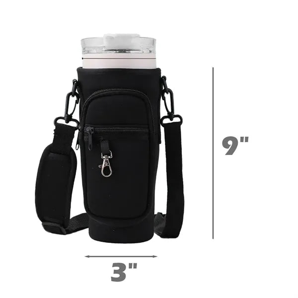 Adjustable Strap 40 Oz. Water Bottle Sleeve with Zip Pocket
