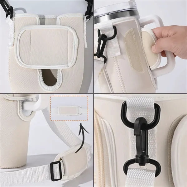 Adjustable Strap 40 Oz. Water Bottle Sleeve with Zip Pocket