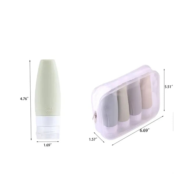 2-Ounce Mini Silicone Skincare Travel Bottles 4-Pack