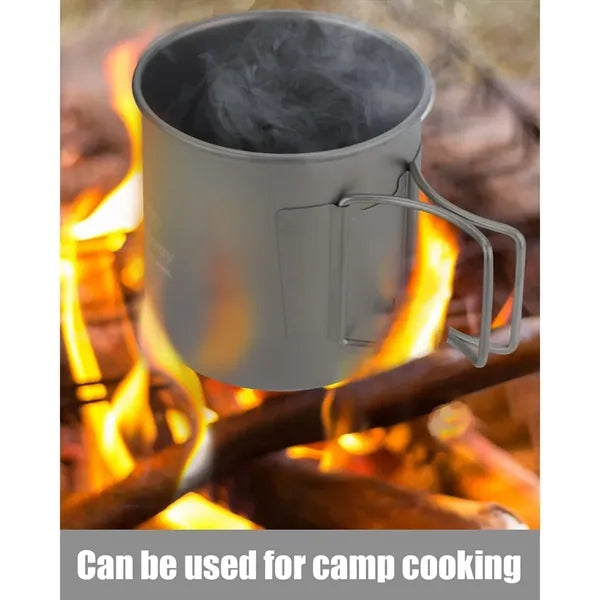 Outdoor Titanium Camping Cup with Foldable Handle - 14oz Boi