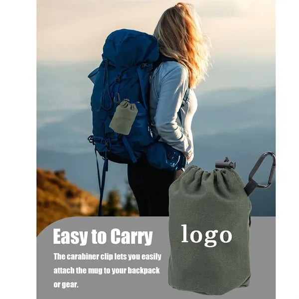 Outdoor Titanium Camping Cup with Foldable Handle - 14oz Boi