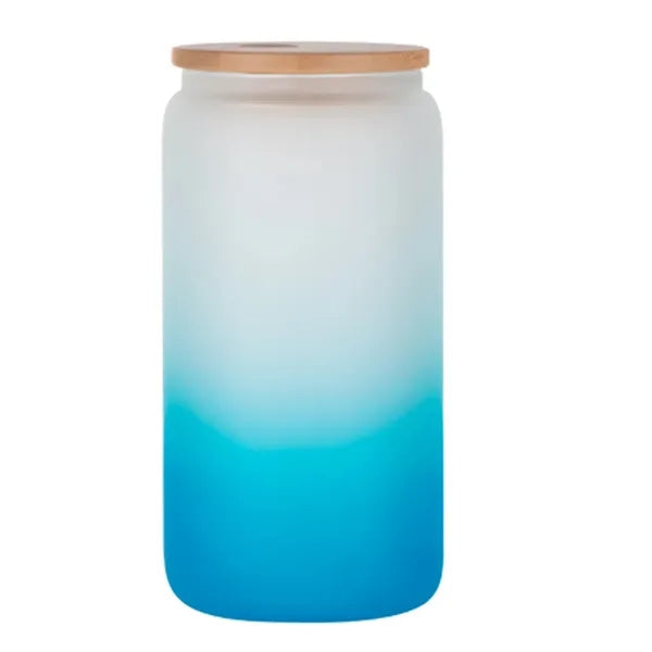 16Oz Gradient Glass Tumbler With Straw