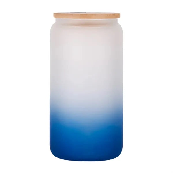 16Oz Gradient Glass Tumbler With Straw