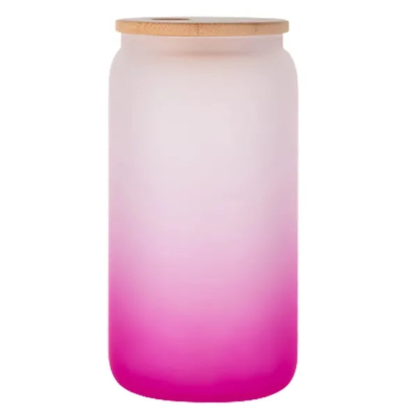 16Oz Gradient Glass Tumbler With Straw