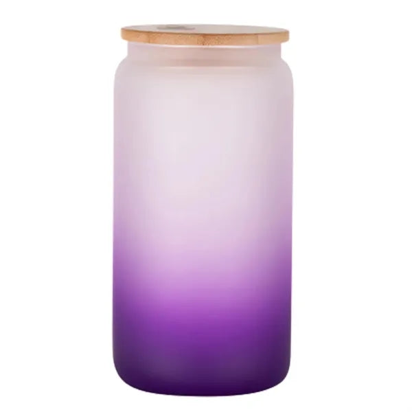 16Oz Gradient Glass Tumbler With Straw