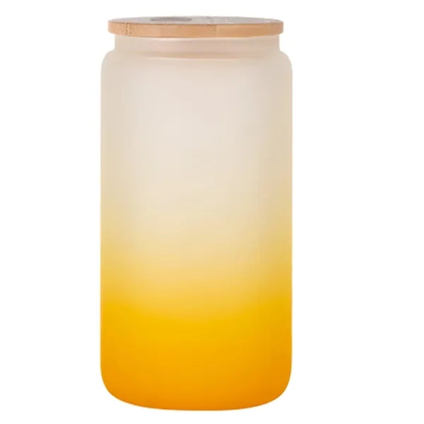 16Oz Gradient Glass Tumbler With Straw