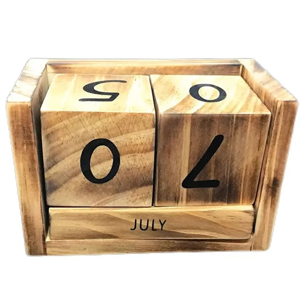Wooden Date Block Perpetual Calendar