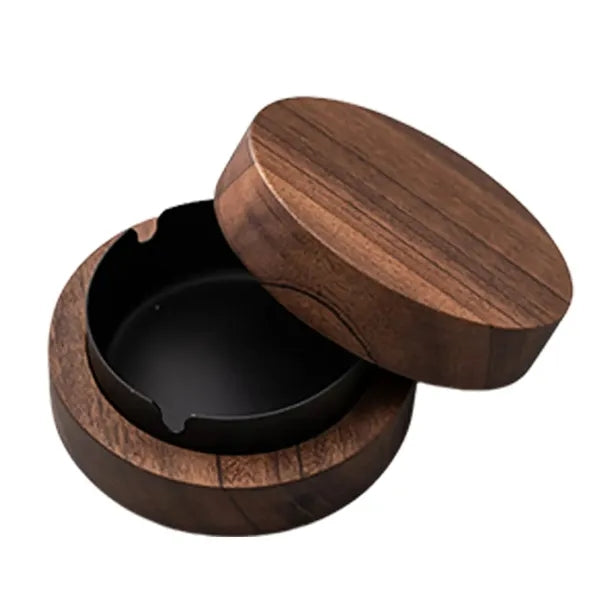 Solid Wood Ashtray W/ Lid