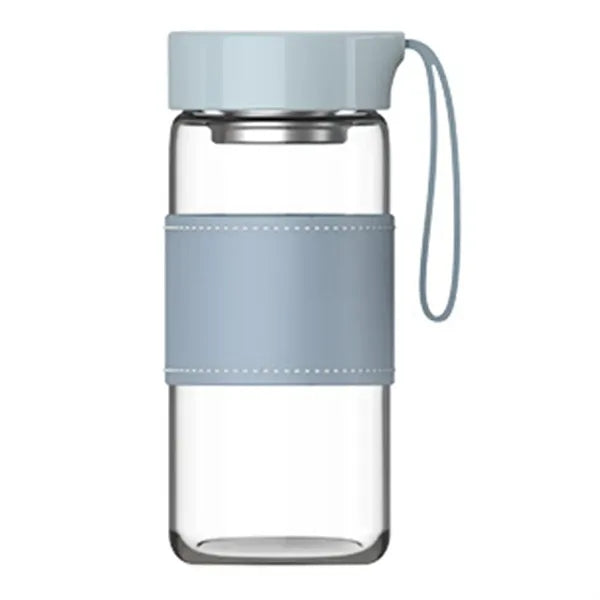 16.2Oz Glass Water Bottle W/ Tea Filter And Leather Sleeve