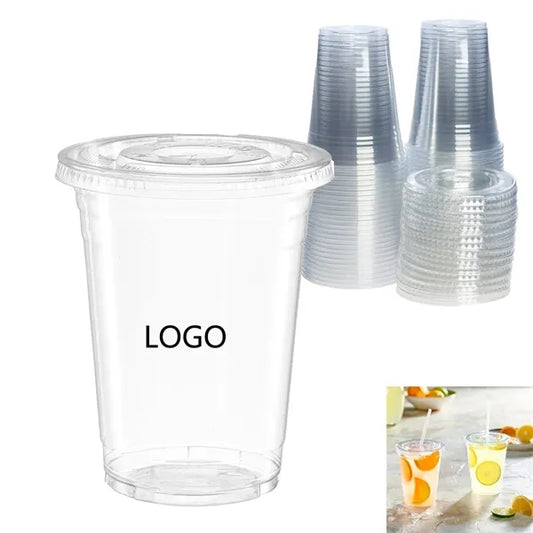24 OZ Clear PET Disposable Coffee Cups with Flat Lids
