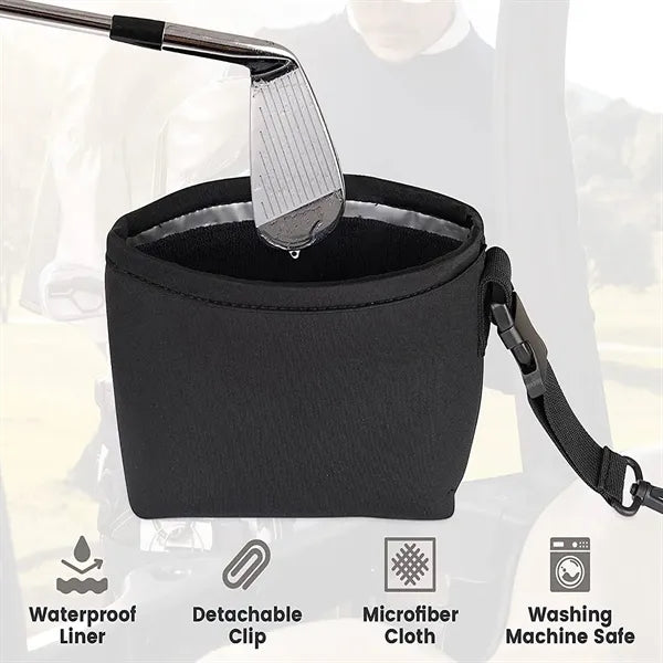 Golf Club And Ball Cleaning Bag With Removable Clip