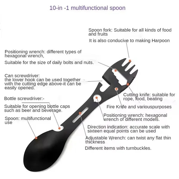 10 in 1 Outdoor Multifunctional Fork Spoon