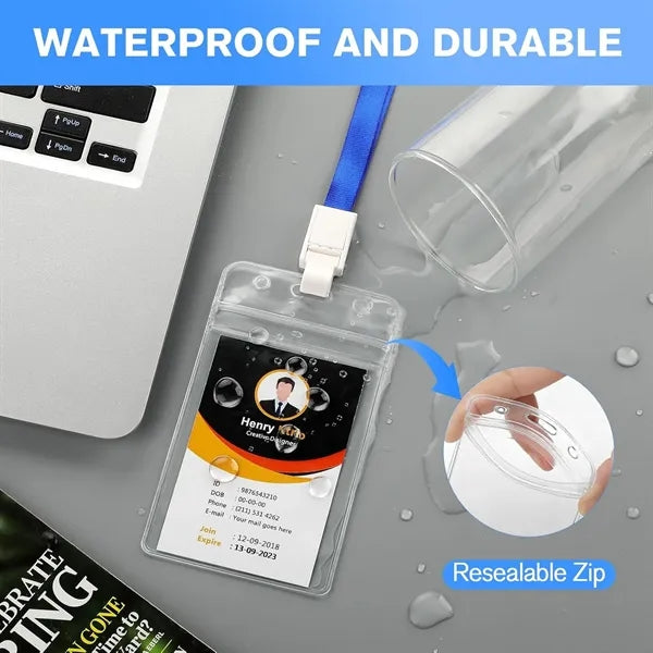 Clear PVC ID Badge Holder with Waterproof Resealable Zip