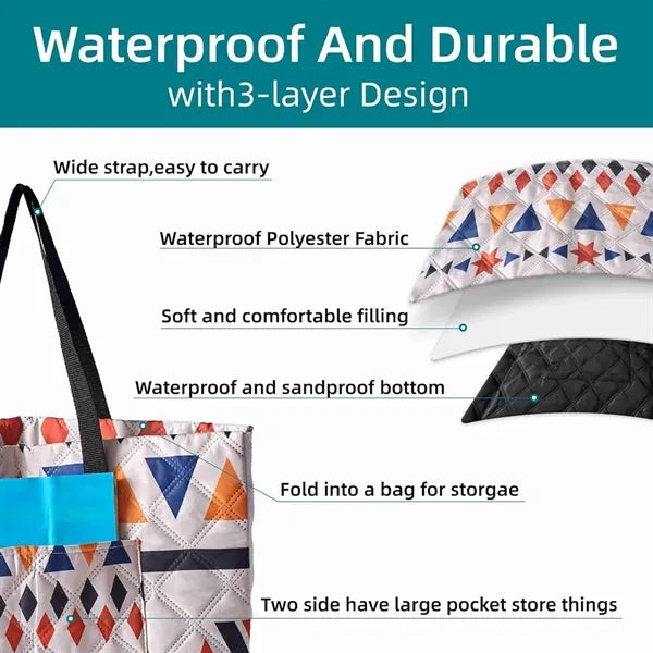 Waterproof Foldable Beach Blanket and Tote Bag