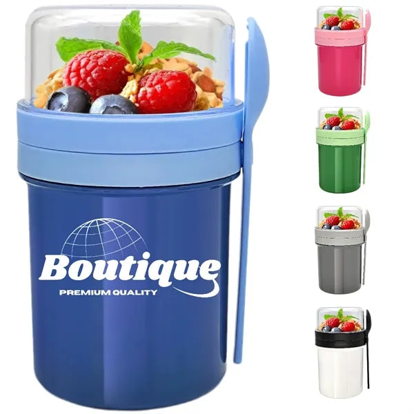 Portable Double Layer Salad With Spoon Plastic Yogurt Cups