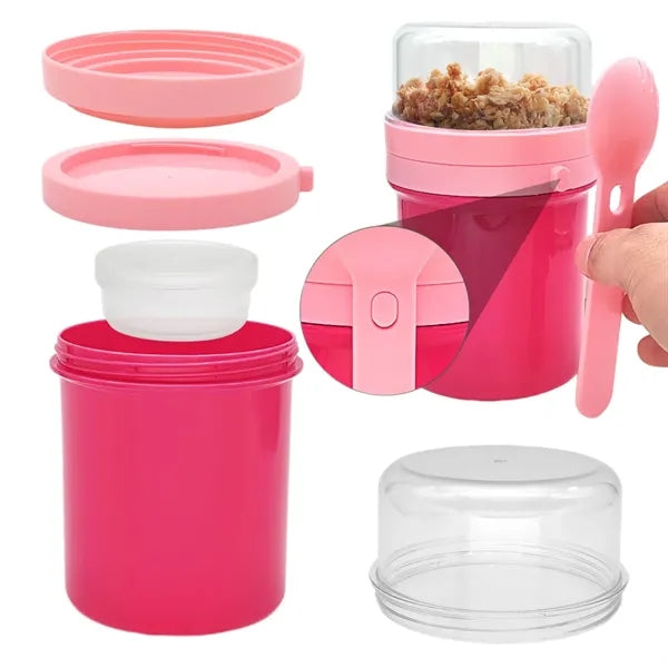 Portable Double Layer Salad With Spoon Plastic Yogurt Cups