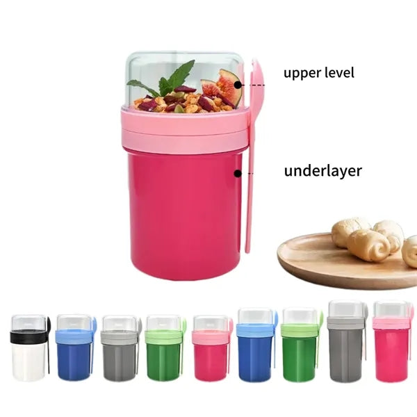 Portable Double Layer Salad With Spoon Plastic Yogurt Cups