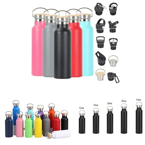 24oz Stainless Steel Water Bottle with Bamboo Lid
