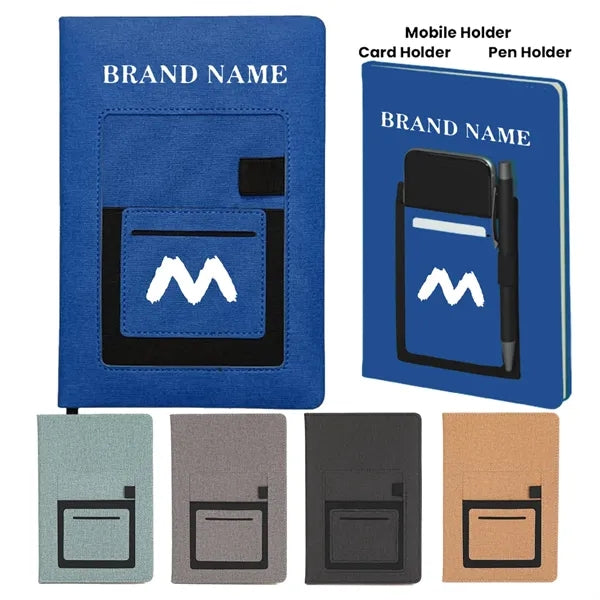 A5 Notebook Journal With Phone Pocket Pen Card Holder