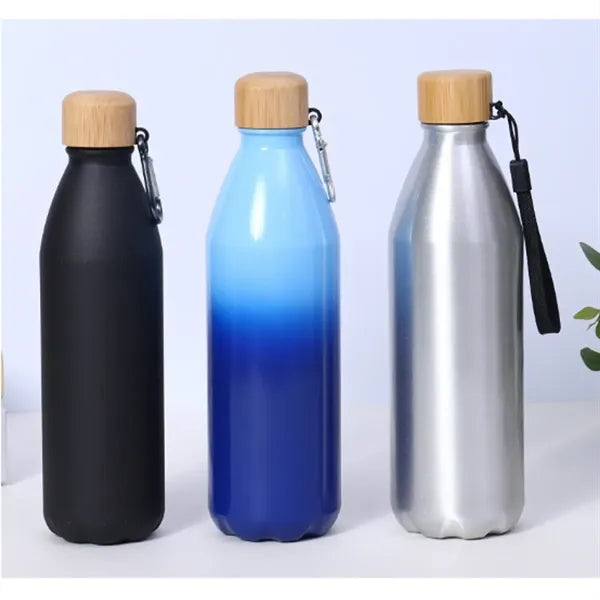 22 Oz. Aluminum Bike sport Bottle With Bamboo Lid