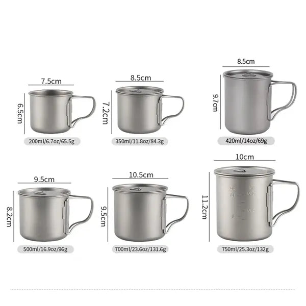 Titanium Camping Cookware Cooking Mug for Traveling
