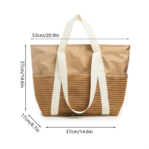 8 Pockets Large Waterproof Sandproof Beach Bag With Zipper