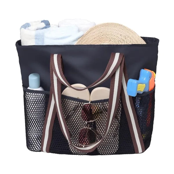 8 Pockets Large Waterproof Sandproof Beach Bag With Zipper
