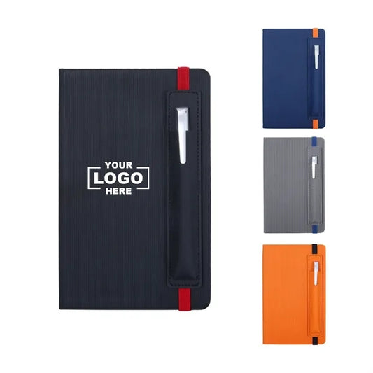 5.6" x 8.2" PU Business Notebook With Pen Holder