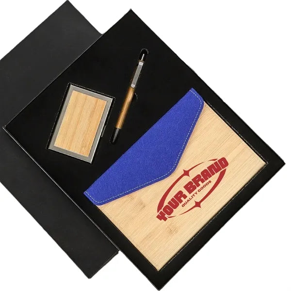 Bamboo Pattern PU Cover Business Notebook Set