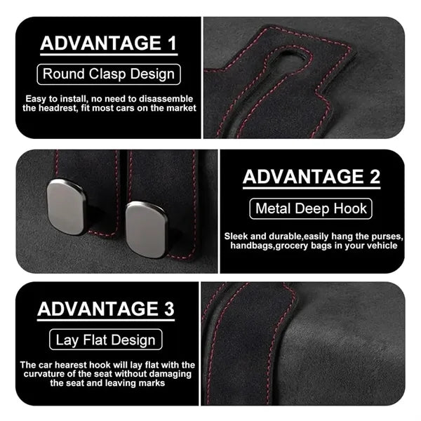 2in1 Leather Car Seat Headrest Hook Pack Hanger