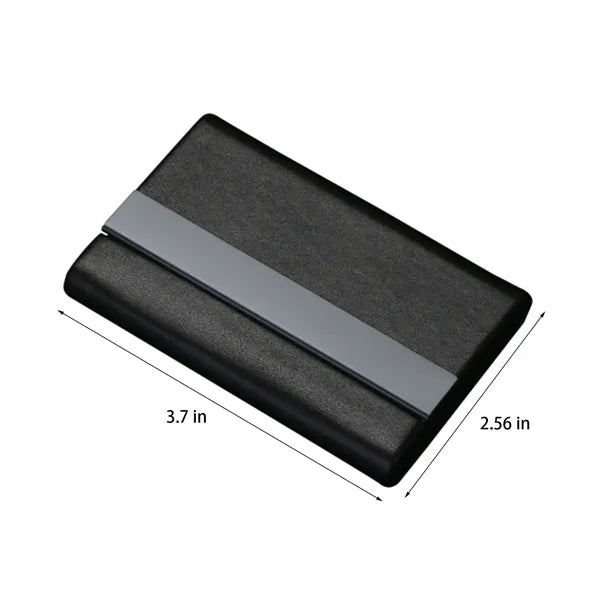 Business Card Holder PU Wood Grain Stainless Steel Case