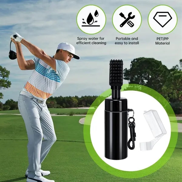 Press-Activated Golf Club Spray Cleaning Brush