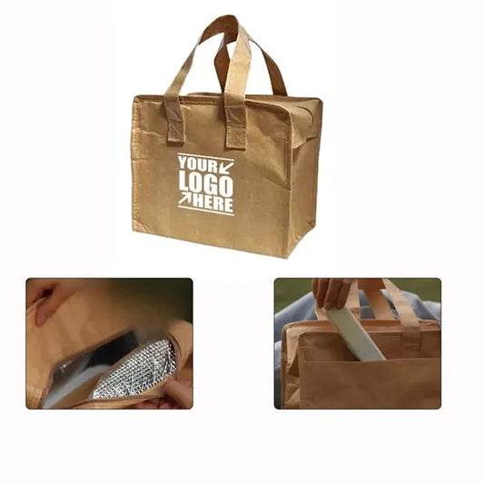 11L Waterproof Kraft Paper Hand-Held Tote Bag