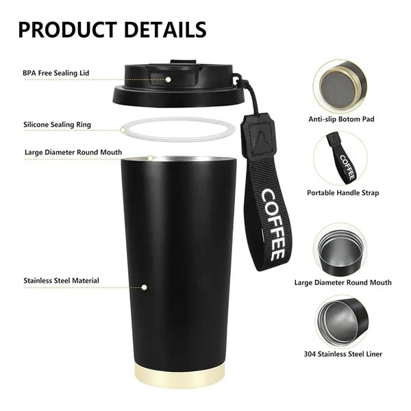 18oz Dual-Lid Coffee Vacuum Insulated Tumbler